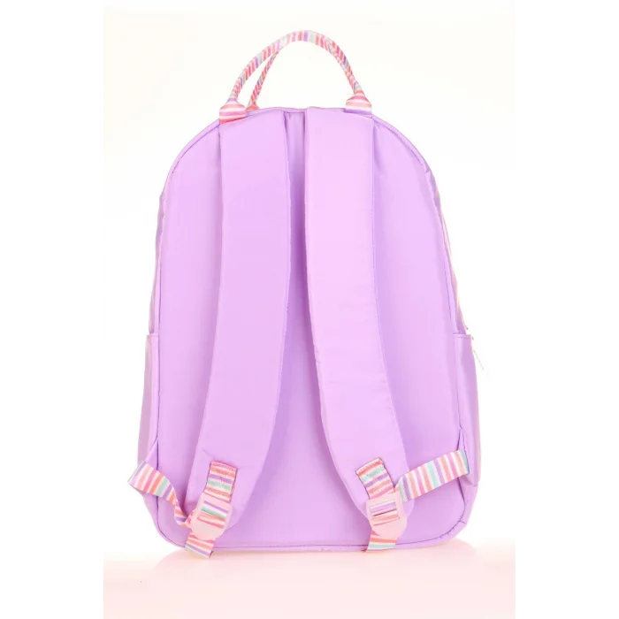 Double Stripe Sırt Çantası Lila K1764 (LİSANSLI)