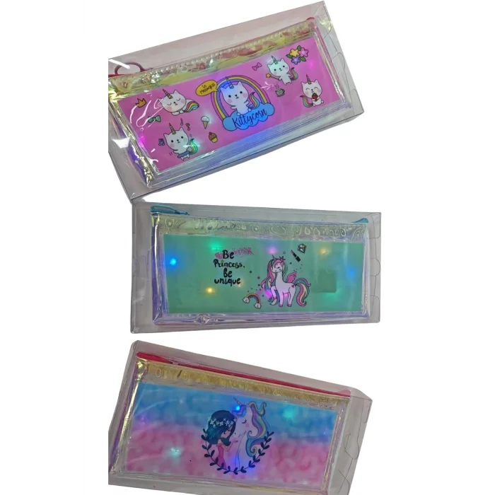 Işıklı ve Desenli Kalem Kutusu - 1 ADET - Unicorn Figürlü