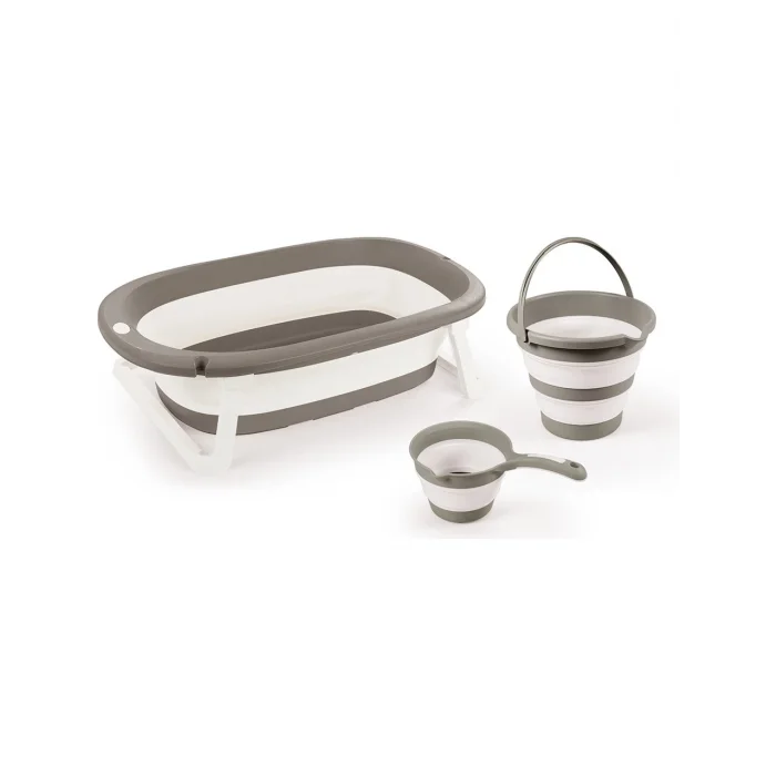 7273 Katlanabilir Üçlü Bebek Banyo Seti Stone Gri