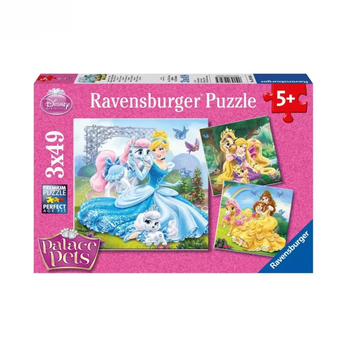 93465 Palace Pets Belle, Cinderella, Rapunzel 3x49 Parça Ravensburger Puzzle