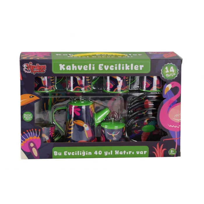 Atf-996-7a-10a 14 Parça Desenli Metal Çay Set