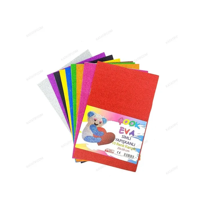 Çook 20x30 Yapışkanlı Simli Eva 10 Renk Karışık