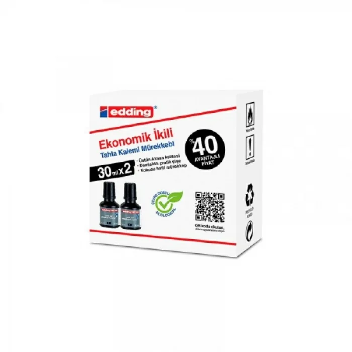 EDDING BT30K SİYAH 2Lİ TAHTA KALEM MÜREKKEBİ 30ML