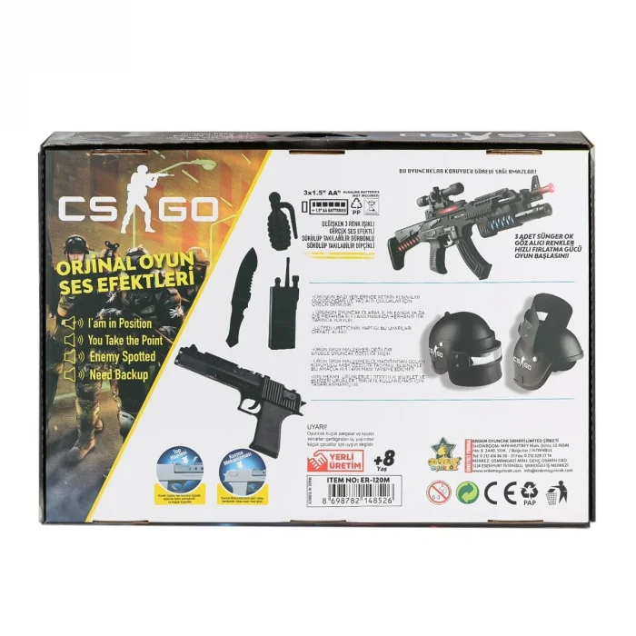 Er-120m Cs Go Kask Ve Silah Oyun Seti -erdem Oyuncak