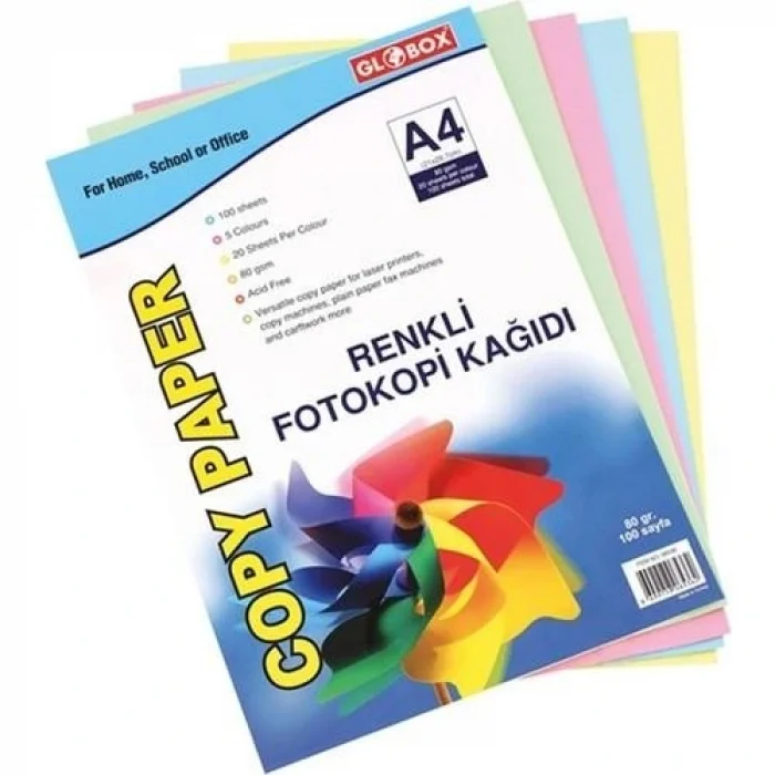 GLOBOX FOTOKOPI KAGIDI RENKLI SMART A4 100 LU