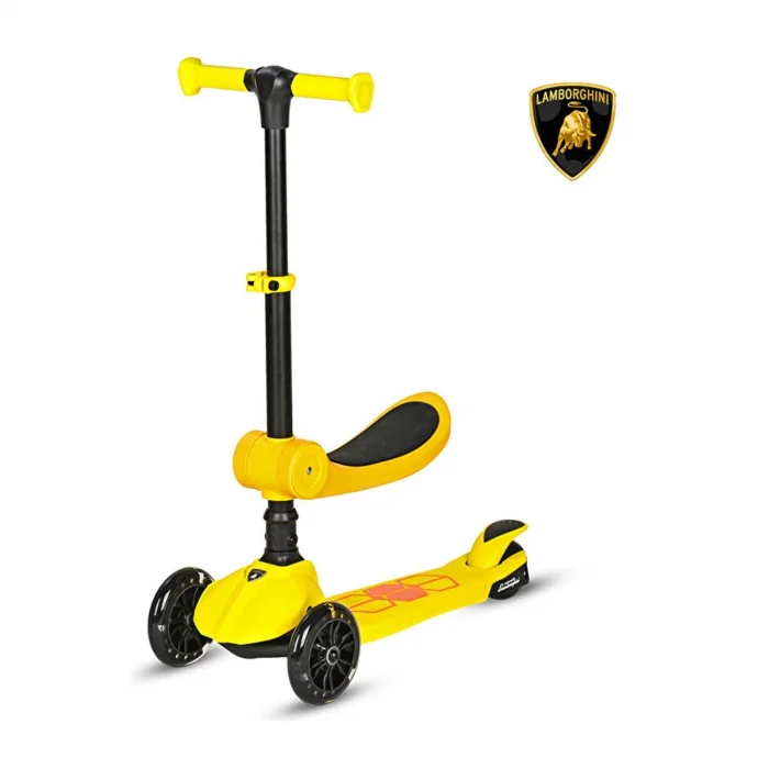 L5-2ın1-y Lamborghını Lisanslı Katlanır Oturaklı Işıklı Scooter Sarı