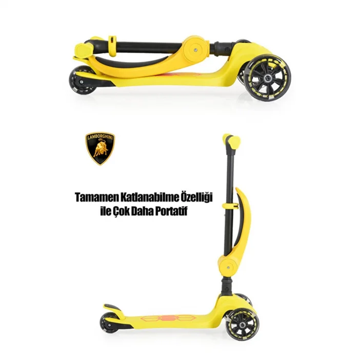 L5-2ın1-y Lamborghını Lisanslı Katlanır Oturaklı Işıklı Scooter Sarı