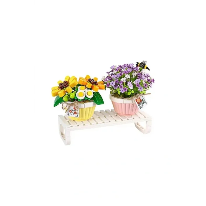 Lz1674 Loz Eternal Flowers Serisi - Saksıda Çiçekler letters From Spring Baby’s Breath daisy With Bee 534 Parça Yapım Seti