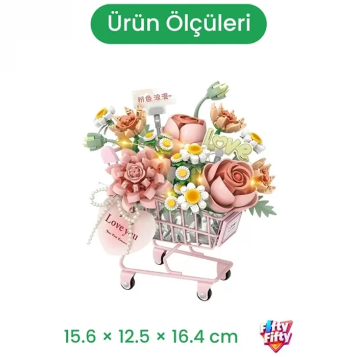 Lz4124 Loz Pembe Arabalı Çiçekler 584 Parça Block