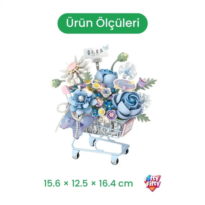 Lz4127 Loz Mavi Arabalı Çiçekler 624 Parça Block