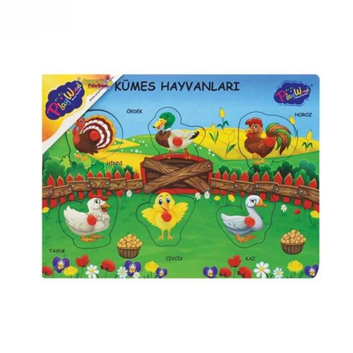 Ony-191-192-193 Ahşap Tutmalı Çiftlik Sevimli Kümes Hayvanları