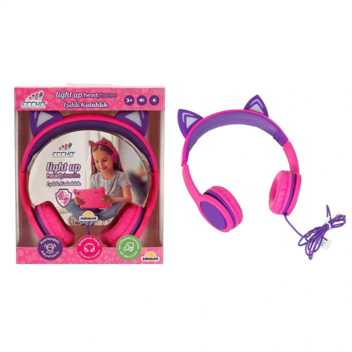 S00091067 -sun-gle-ech-kulaklık Kablolu Kedi Şkl.ışıklı Pembe-mor