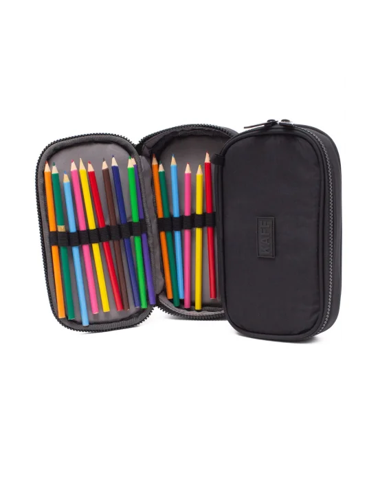 01110 Siyah Krinkıl Kumaş Su Geçirmez Organizer Kalem Bölmeli Kalemlik Kalem Kutusu