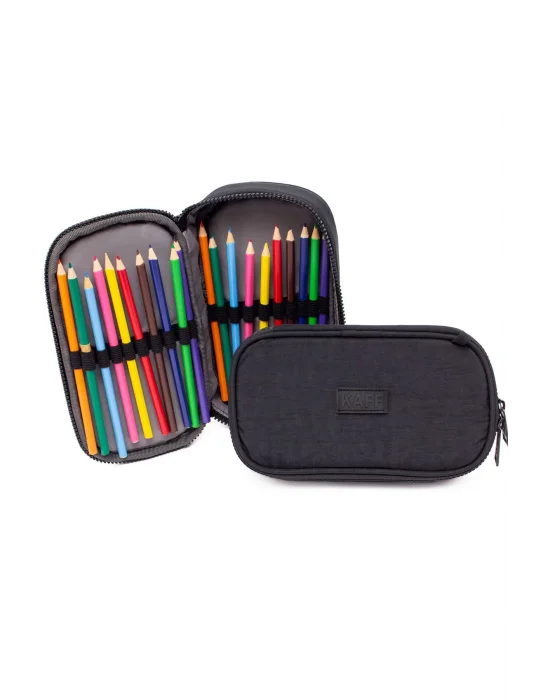 01110 Siyah Krinkıl Kumaş Su Geçirmez Organizer Kalem Bölmeli Kalemlik Kalem Kutusu
