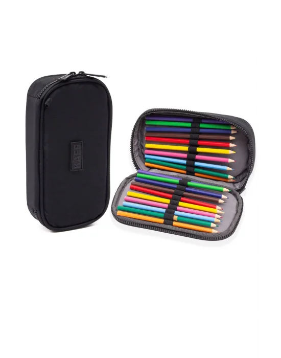 01110 Siyah Krinkıl Kumaş Su Geçirmez Organizer Kalem Bölmeli Kalemlik Kalem Kutusu