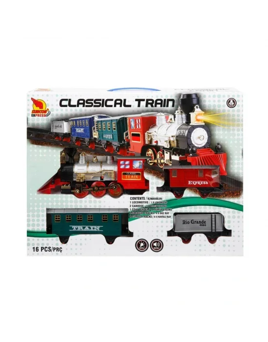 01551 Sunman, Sesli Ve Işıklı Klasik Tren Seti 16 Parça