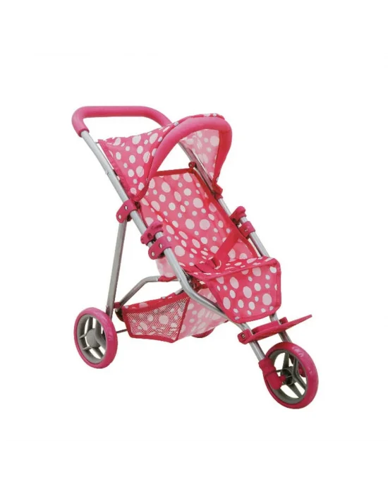 0663 Puantiye Desenli, 3 Tekerlekli Ve Tenteli Oyuncak Puset - Sunman