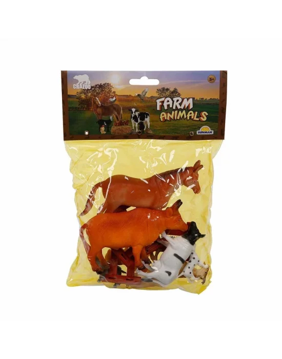 0708 Çiftlik Hayvanları Poşetli Hayvan Oyun Seti Orta Boy- Sunman