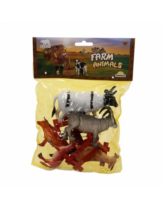 0708 Çiftlik Hayvanları Poşetli Hayvan Oyun Seti Orta Boy- Sunman