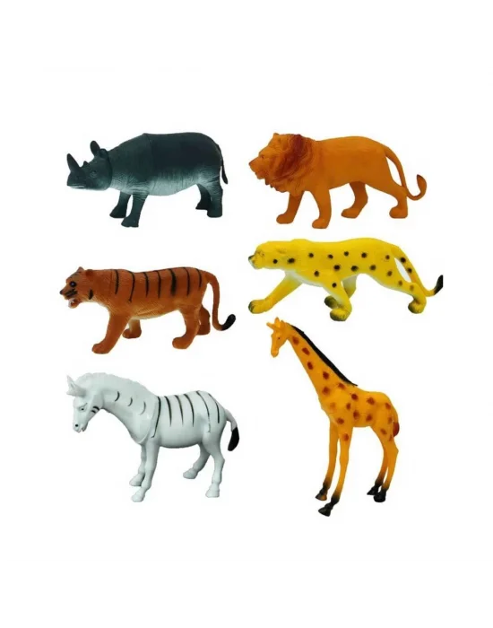 0715 Vahşi Hayvanlar Poşetli 6lı Hayvan Oyun Seti -sunman