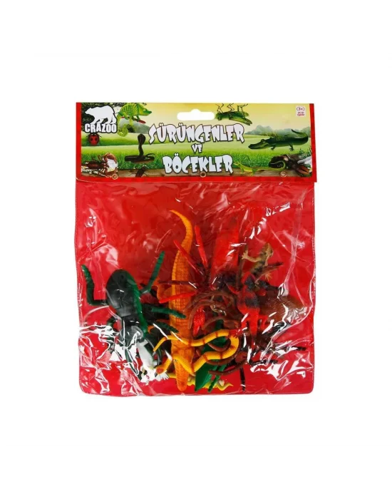 0716 Sürüngenler Ve Böcekler Poşetli Hayvan Oyun Seti 13lü