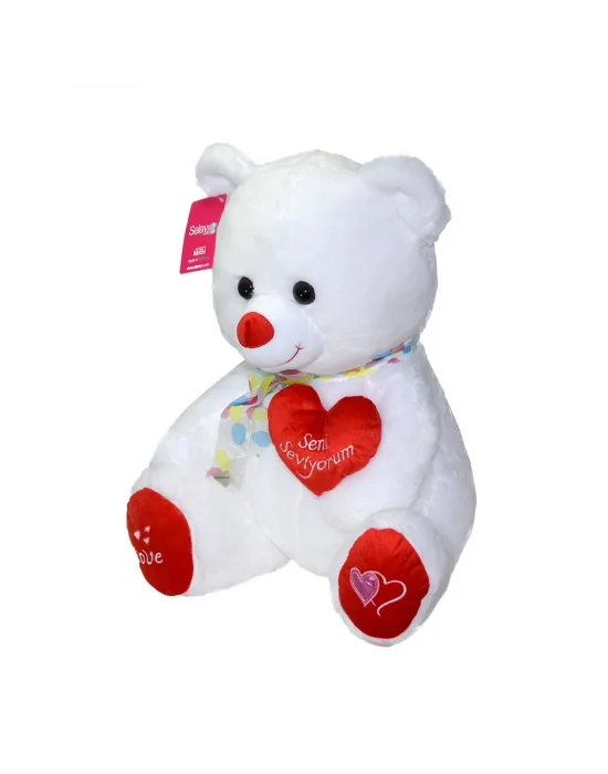 1030b Selay, Yumoş Ayıcık Beyaz 47cm