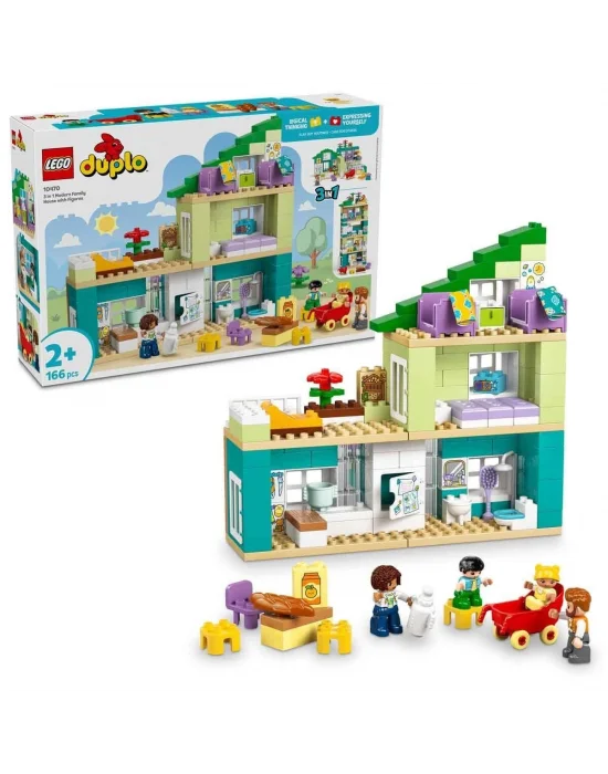 10470 Lego Duplo 3ü1 Arada Figürlü Modern Aile Evi 166 Parça +2 Yaş