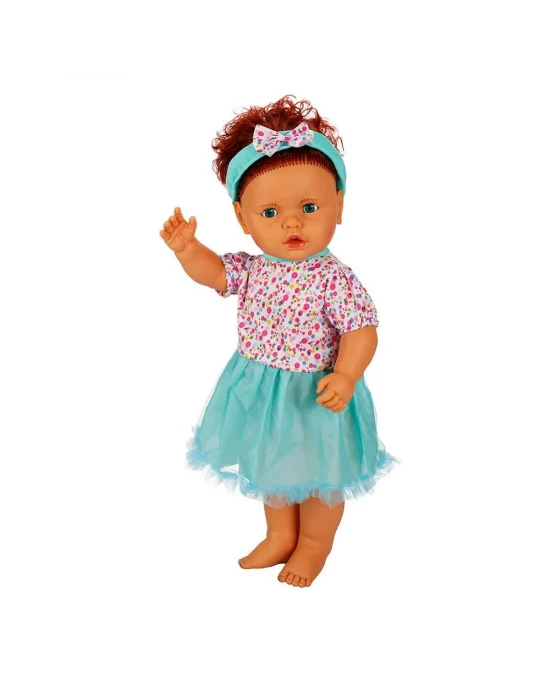 1060011 Lila Sesli Saçlı Et Bebek 60 Cm