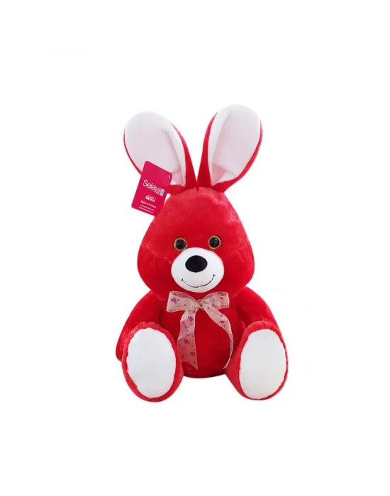1554kr Oturan Sevimli Tavşan 37cm Kırmırzı