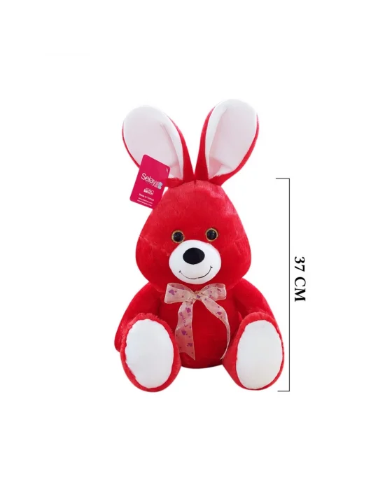 1554kr Oturan Sevimli Tavşan 37cm Kırmırzı
