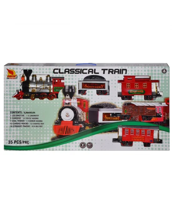 1555 Klasik Tren Seti Sesli Ve Işıklı 35 Parça