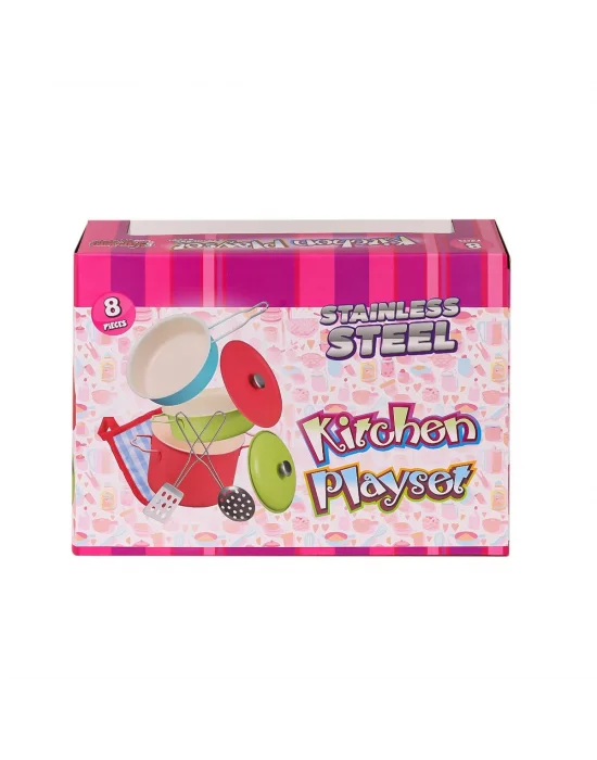 1818-7a Emaye Tencere 8 Parça Pembe -vardem Oyuncak