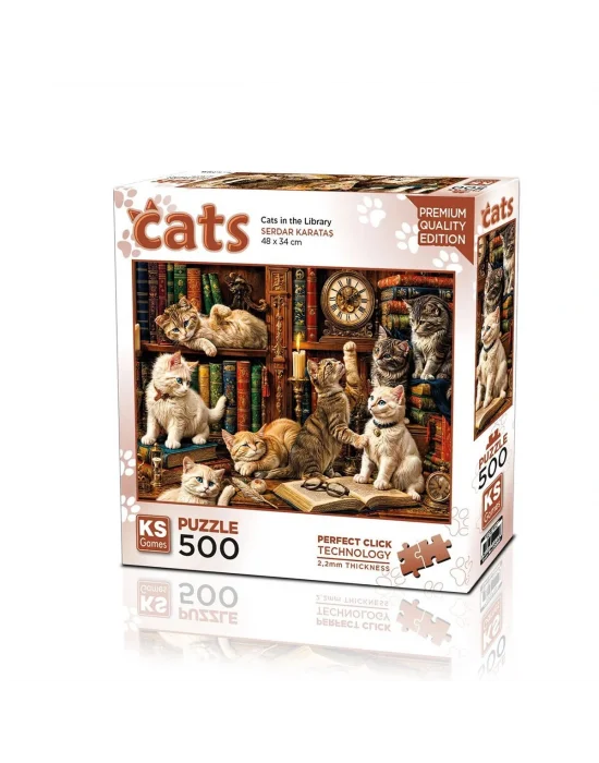 20090 Puzzle 500 Cats İn The Library