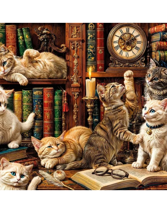 20090 Puzzle 500 Cats İn The Library