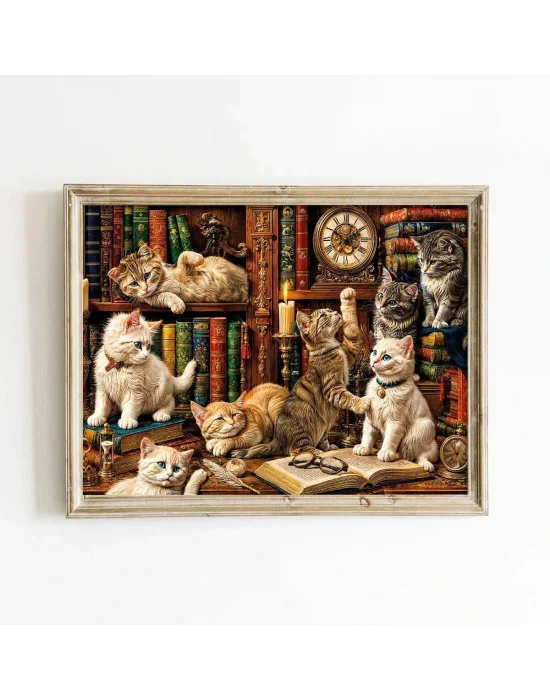 20090 Puzzle 500 Cats İn The Library