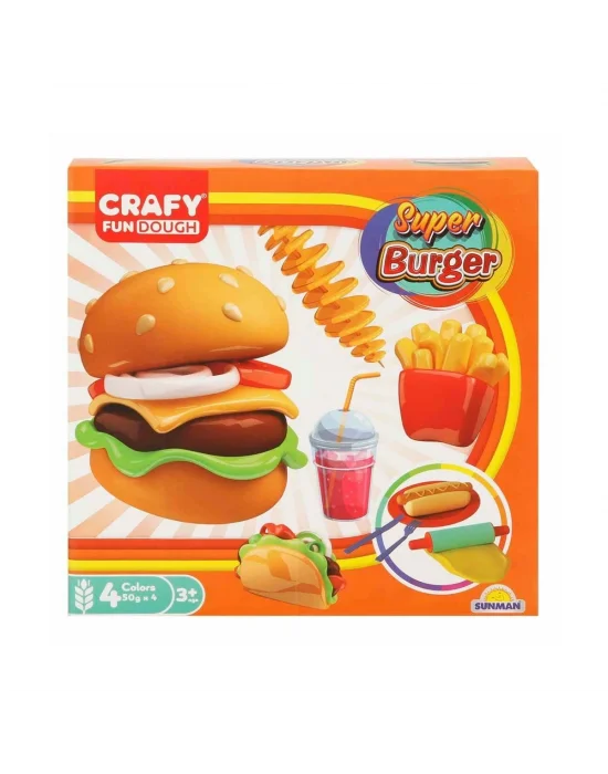 2015 Crafy Süper Burger Oyun Hamuru Seti 200 G 12 Parça