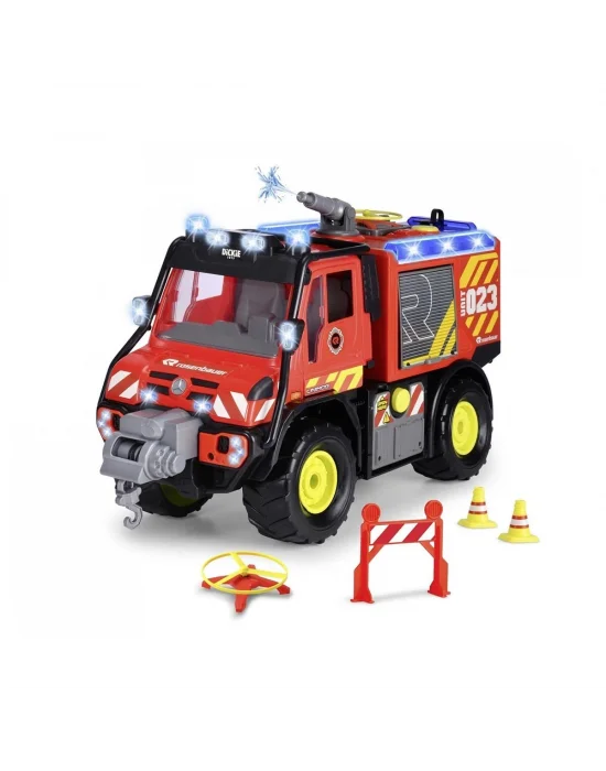 203719033 Dickie Unimog U530 Fire Rescuefreewheel Light Sound İnterior Batte