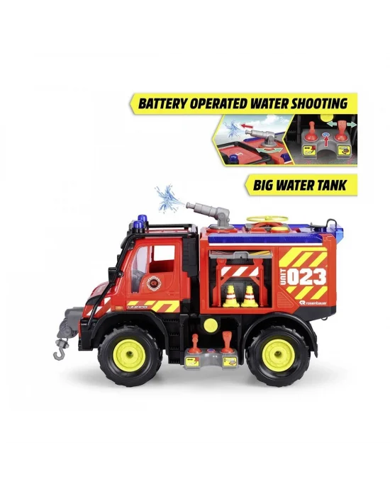203719033 Dickie Unimog U530 Fire Rescuefreewheel Light Sound İnterior Batte