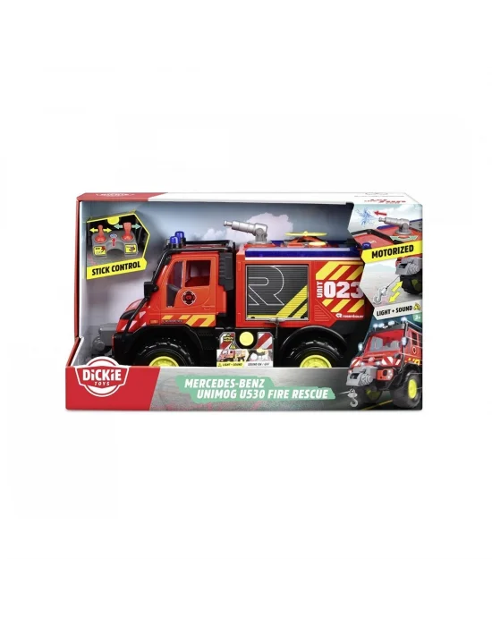 203719033 Dickie Unimog U530 Fire Rescuefreewheel Light Sound İnterior Batte