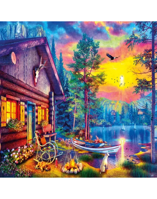 20818 Puzzle 1000 Evening Sunset Cabin