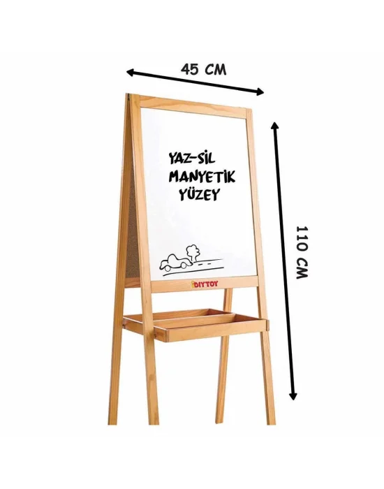 2195 Ayaklı Çift Taraflı Manyetik Ahşap Yazı Tahtası