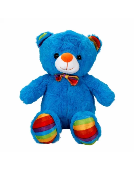 2962 Oturan Kurdeleli Renkli Peluş Ayı 30 Cm -sunman