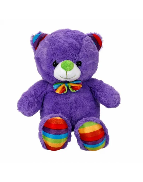2962 Oturan Kurdeleli Renkli Peluş Ayı 30 Cm -sunman