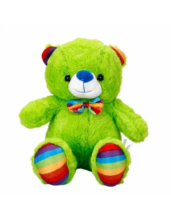 2962 Oturan Kurdeleli Renkli Peluş Ayı 30 Cm -sunman