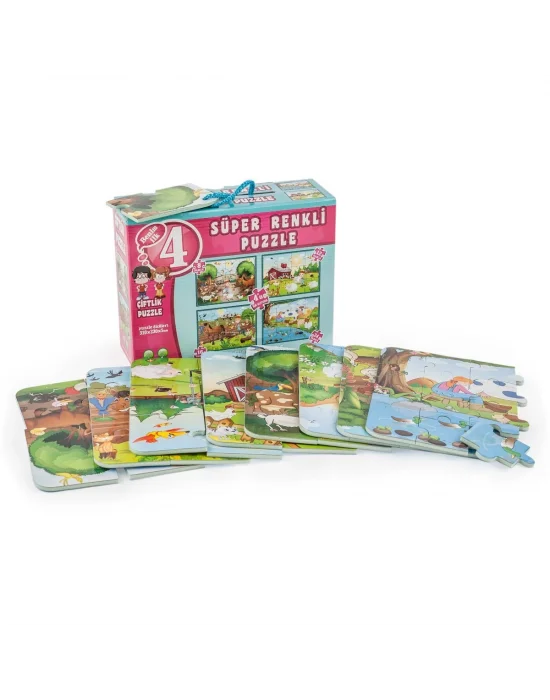 3222 Çiftlik Süper Renkli Puzzle 4lü
