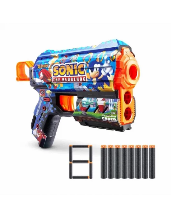 36648 X-shot Skins Flux Sonic The Hedgehog 8 Mermili Sünger Dart Atan Silah 21 Cm -sunman