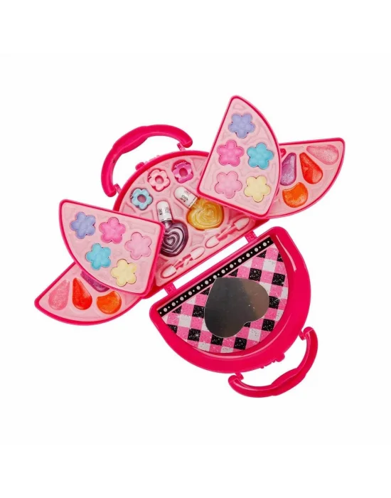 4278 Pretty Pinky 3 Katlı Pembe Çantalı Makyaj Seti -sunman