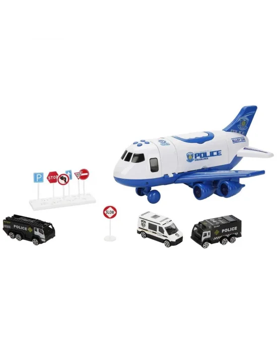 4347 Maxx Wheels Sesli Ve Işıklı Sürtmeli Polis Uçağı -sunman