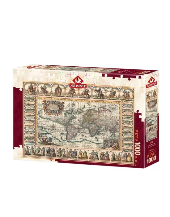 4584 Eski Dünya Haritası 1000 Parça Puzzle -art Puzzle