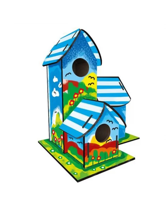 5269 Kumtoys Boyanabilir 3lü Kuş Evi - Bird House